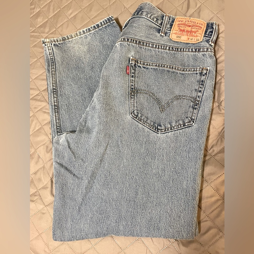 Men’s Levi’s 550 Relaxed Fit Jeans 40x32 Blue Denim Straight Casual Western READ